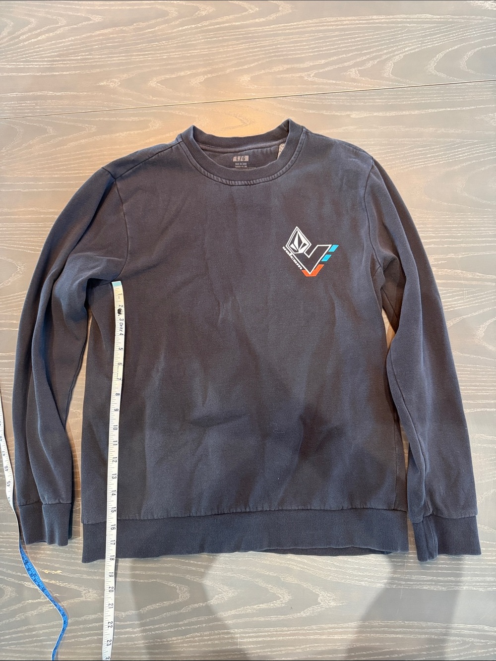 Volcom Black Crewneck Sweater with Geometric Chest Logo